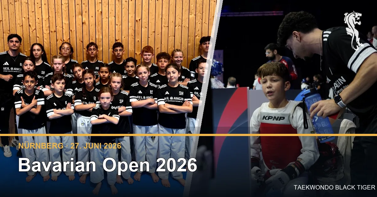 Das Black-Tiger-Team gemeinsam in der Halle bei den Bavarian Open 2026 in Nürnberg