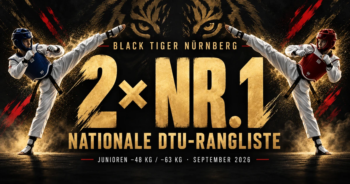 Zweimal Nummer 1: Black Tiger in der nationalen DTU-Juniorenrangliste, September 2026. KI-generierte Symbolillustration.