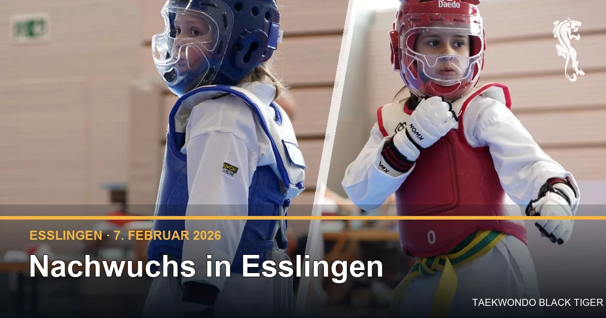 Zwei Nachwuchssportlerinnen von Black Tiger in Wettkampfausrüstung beim Turnier in Esslingen