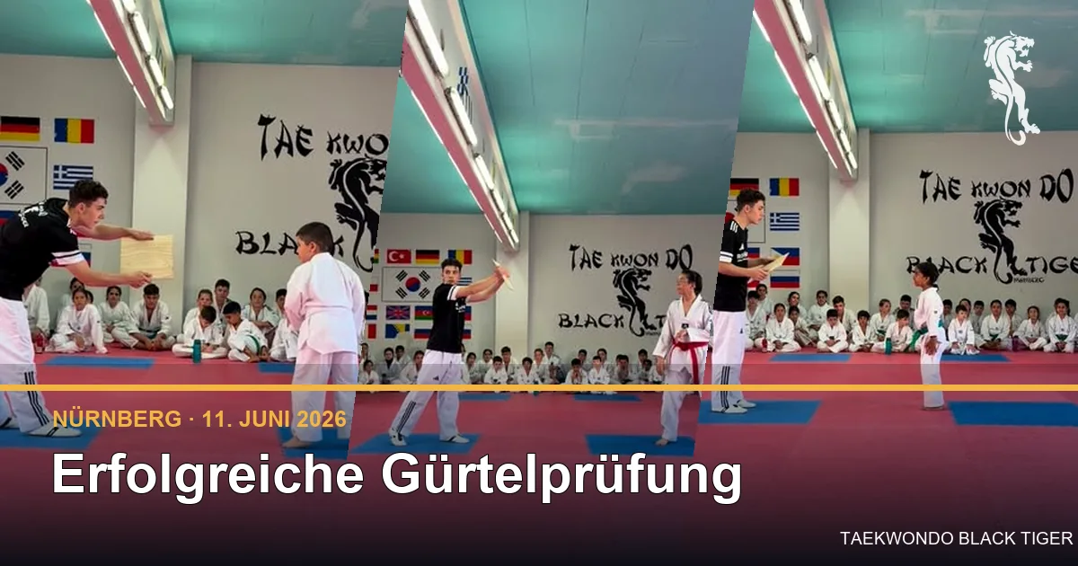 Kinder und Jugendliche zeigen Techniken während der Gürtelprüfung bei Black Tiger Nürnberg