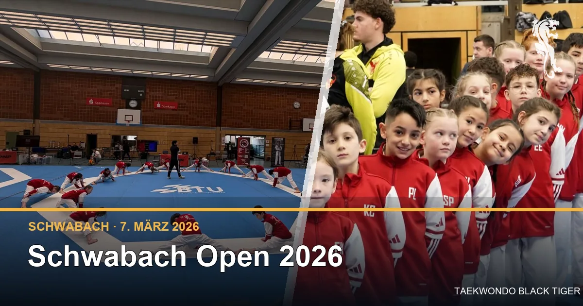 Das Black-Tiger-Nachwuchsteam beim Aufwärmen und gemeinsam in der Wettkampfhalle in Schwabach