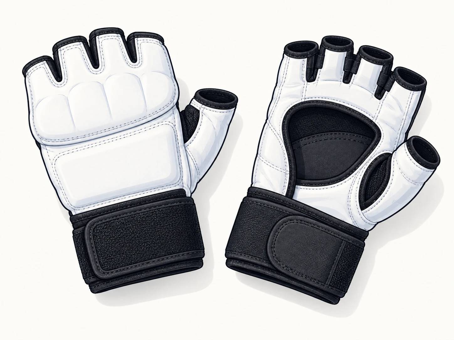 Weiße Taekwondo-Handschützer mit offenen Fingern